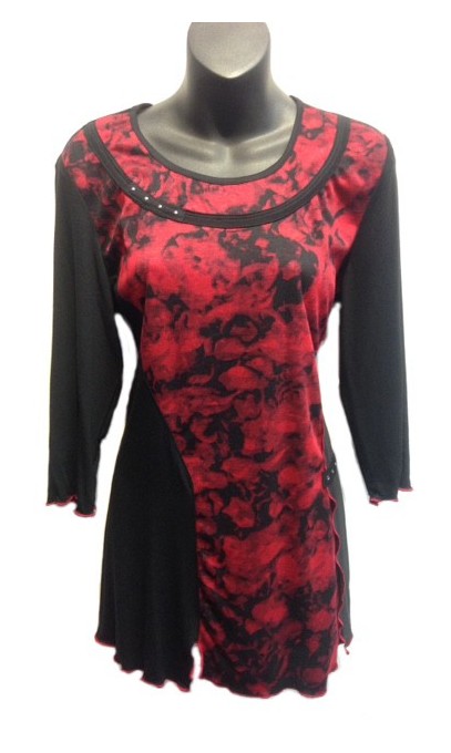 Tunic Vin Rouge Fashion with red roses - Boutique Isla Mona