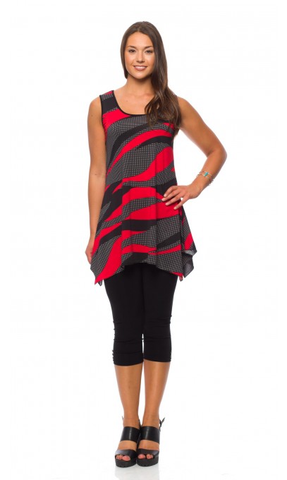 Tunic Fashion Mode Gitane Red and Black with pea - Boutique Isla Mona