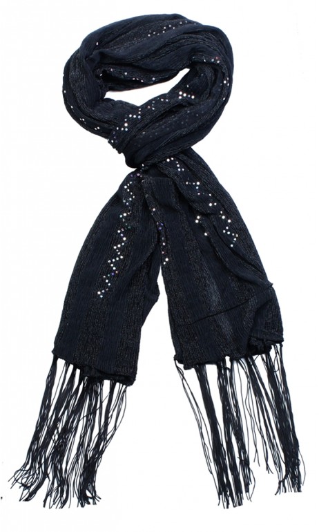 Foulard Noir en lainage mini sequin