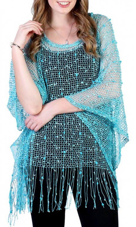 Shawl Turquoise avec paillettes