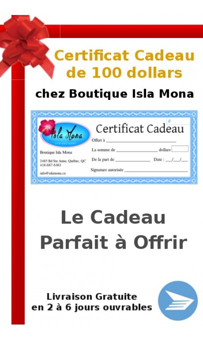 Certificat Cadeau De 100$ Avec Livraison Gratuite