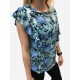 Top with frill and flower Turquoise Blue Marvella