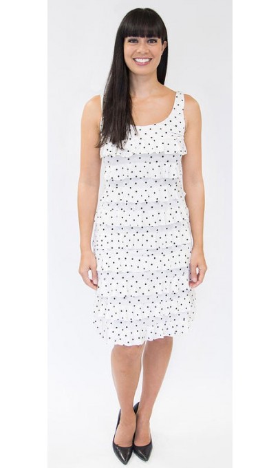 Superbe robe Tango Mango Blanche a pois Noire