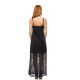 Black lined net long dress