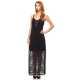 Black lined net long dress