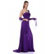 Robe longue de satin mauve appliqué paillette papillon 